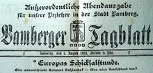 Bamberger Tagblatt zur Zeit<br/>des ersten Weltkrieges